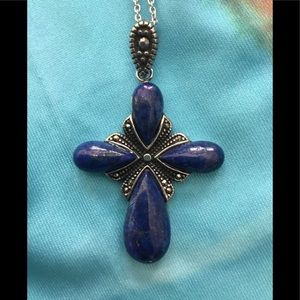 Lapis Lazuli Cross Necklace.  NWT